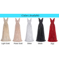 Kate Kasin Sleeveless V-Neck Red Shining Sequined Long Prom Dress KK000199-5